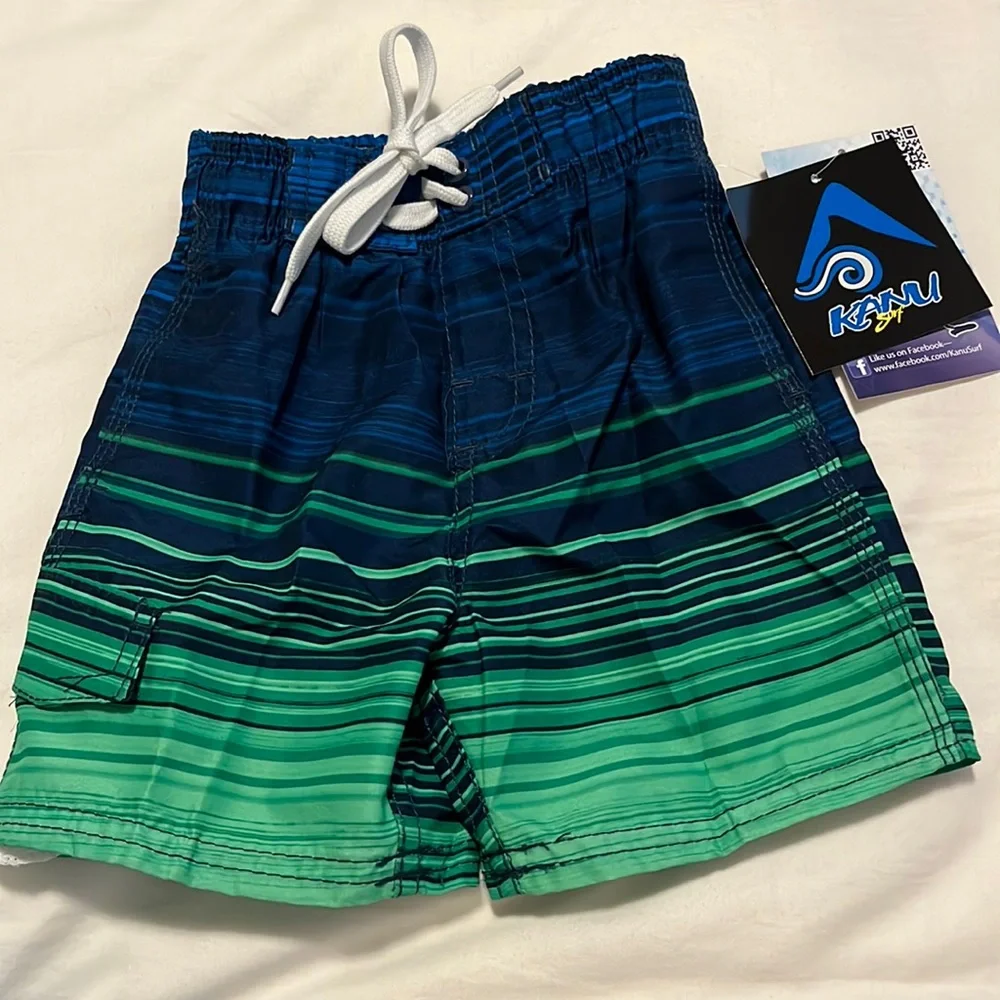 Kanu Surf navy/green striped swim trunks
